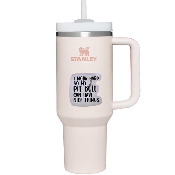 Pit Bull Sticker, Work Hard, Kawaii Decal Pittie APBT Bully, 4 pcs - Picture 6 of 6